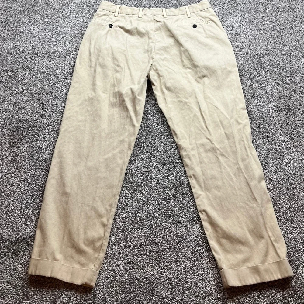 Sid Mashburn Trouser Mens 32X27  Khaki Garment Dyed Sport Twill Cotton cuffed